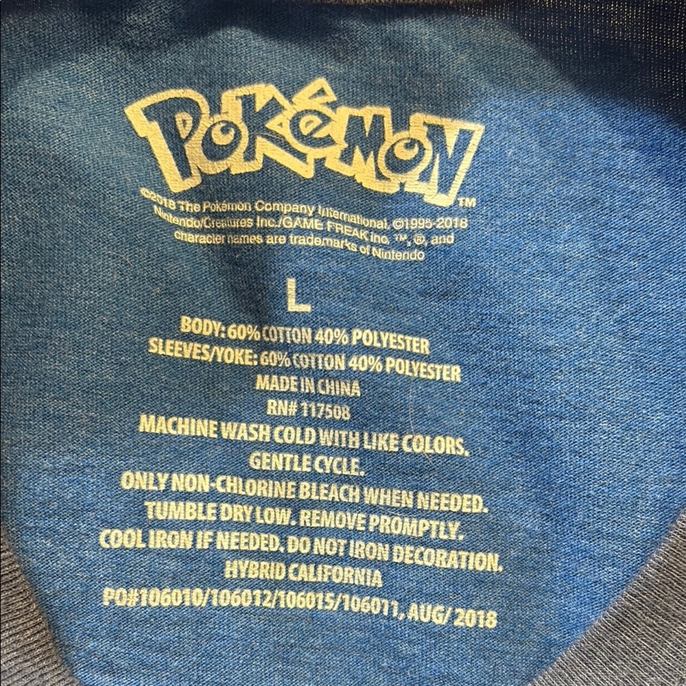 Pokemon Blue Long Sleeve Tee with Vibrant character Graphic, L - Picture 3 of 3